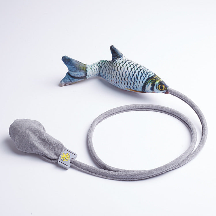 HKM-106195 Interactive Plush Fish Cat Toy - Vibration and Catnip Filled for Fun Playtime