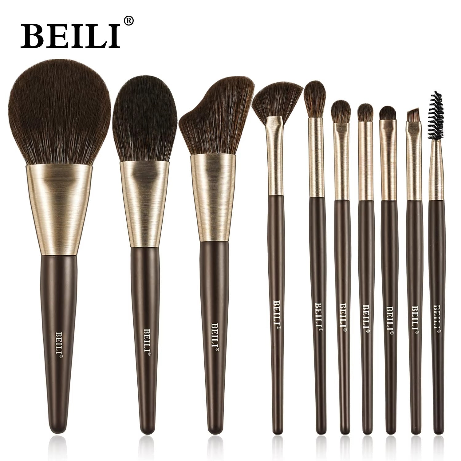 HKM-480339 10-Piece Christmas Makeup Brush Set with Synthetic Kabuki Brushes for Foundation, Concealer, and Eyeshadow Application