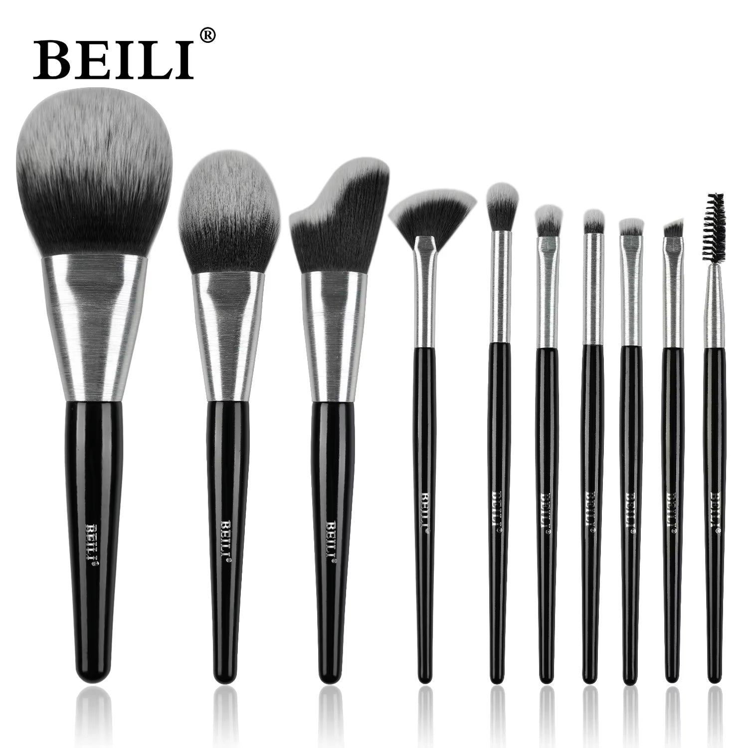 HKM-480339 10-Piece Christmas Makeup Brush Set with Synthetic Kabuki Brushes for Foundation, Concealer, and Eyeshadow Application