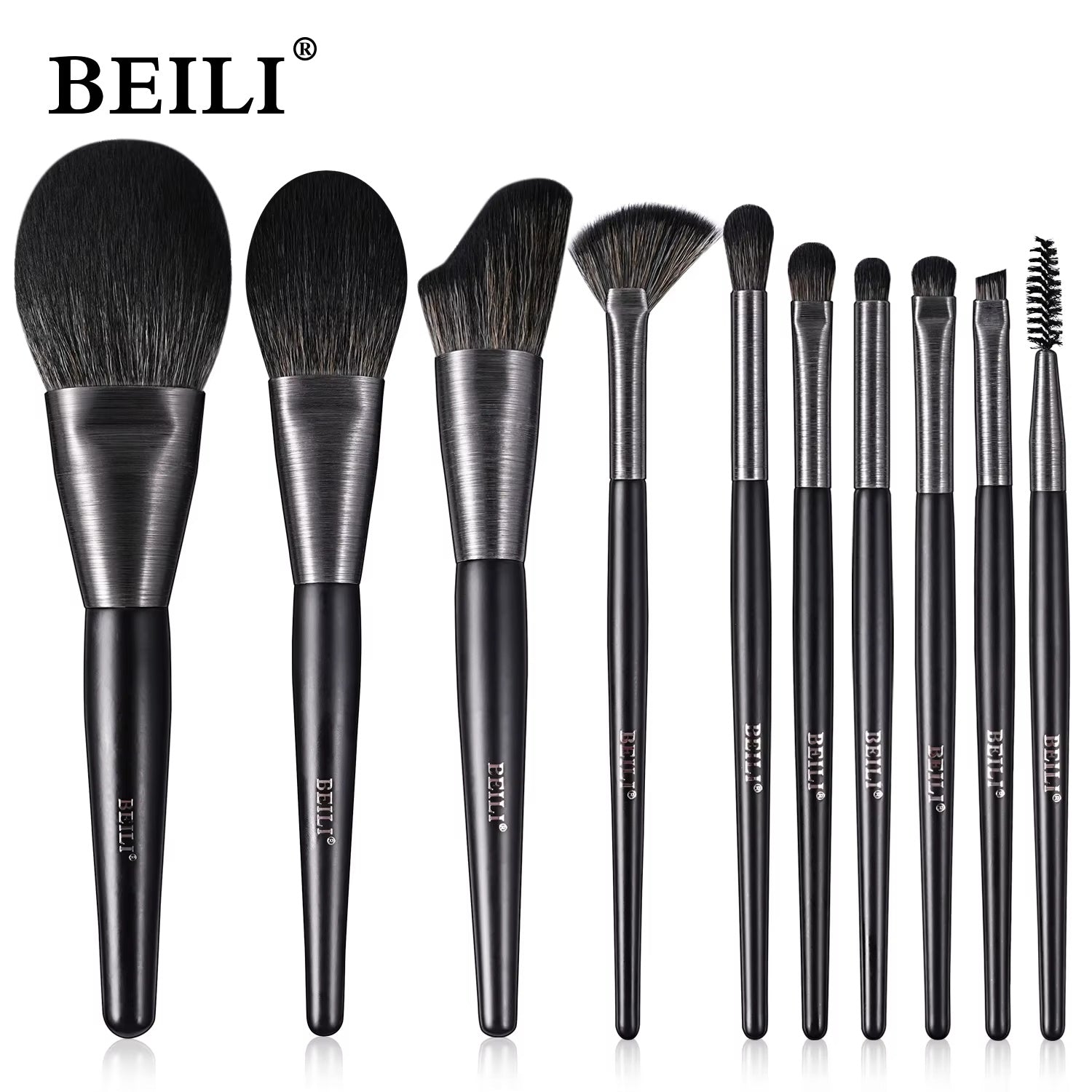 HKM-480339 10-Piece Christmas Makeup Brush Set with Synthetic Kabuki Brushes for Foundation, Concealer, and Eyeshadow Application