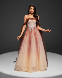 HKM-233171 Elegant Brown Evening Gown for Women - Style EZ25017