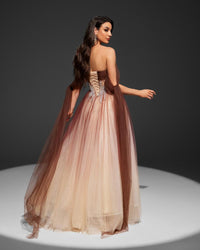 HKM-233171 Elegant Brown Evening Gown for Women - Style EZ25017