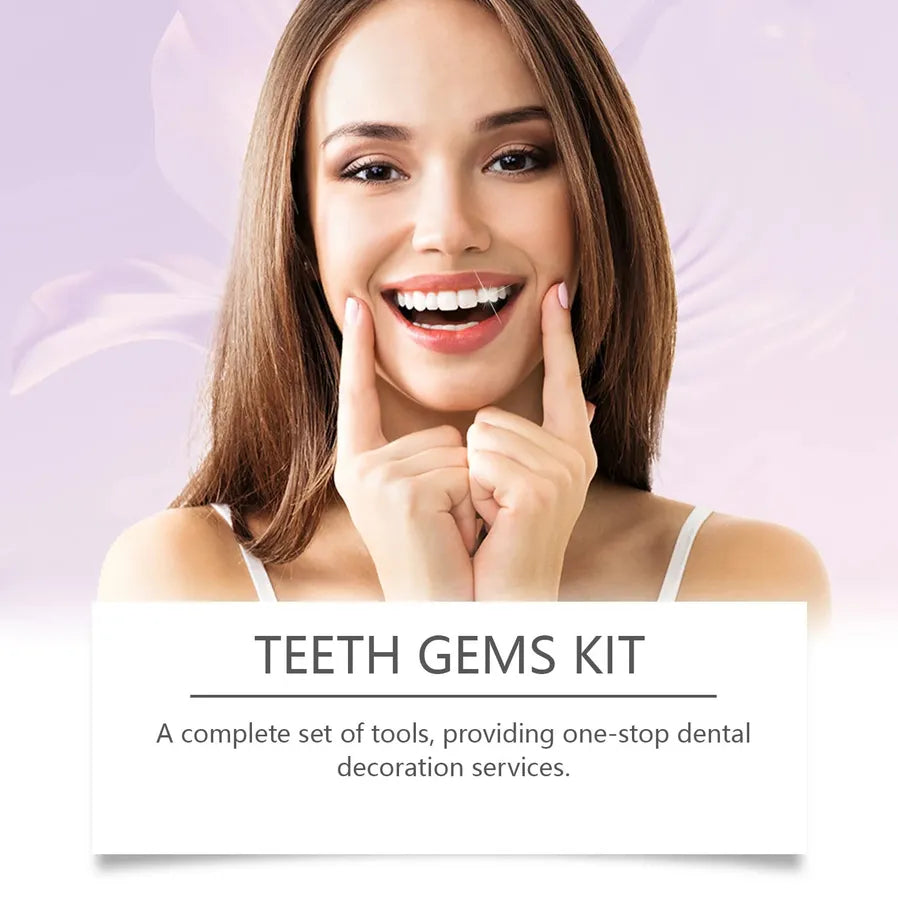 JMT-123786 Tooth Gem Application Kit with Silver Gems, Adhesive, and UV Light