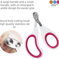 HKM-990099 Pet Nail Clippers with Circular Cut Hole - Sharp Angled Blade, Comfortable Grip, Safe Trimming for Cats, Birds, and Reptiles
