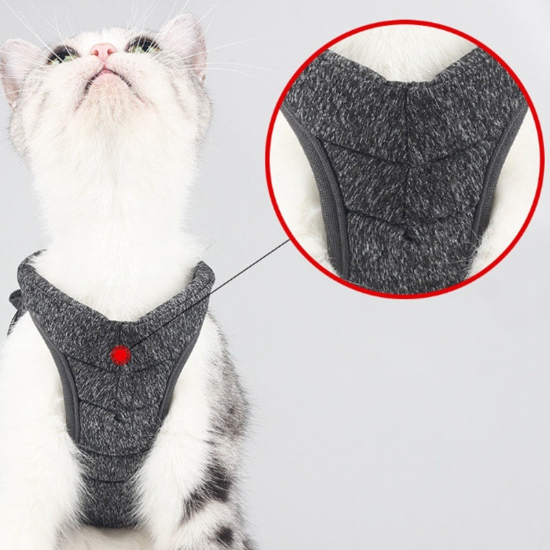 HKM-960147 Adjustable Cat Traction Rope with Chest Strap - Available in Gray and Blue, Sizes S, M, L