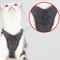 HKM-960147 Adjustable Cat Traction Rope with Chest Strap - Available in Gray and Blue, Sizes S, M, L