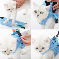 HKM-960147 Adjustable Cat Traction Rope with Chest Strap - Available in Gray and Blue, Sizes S, M, L