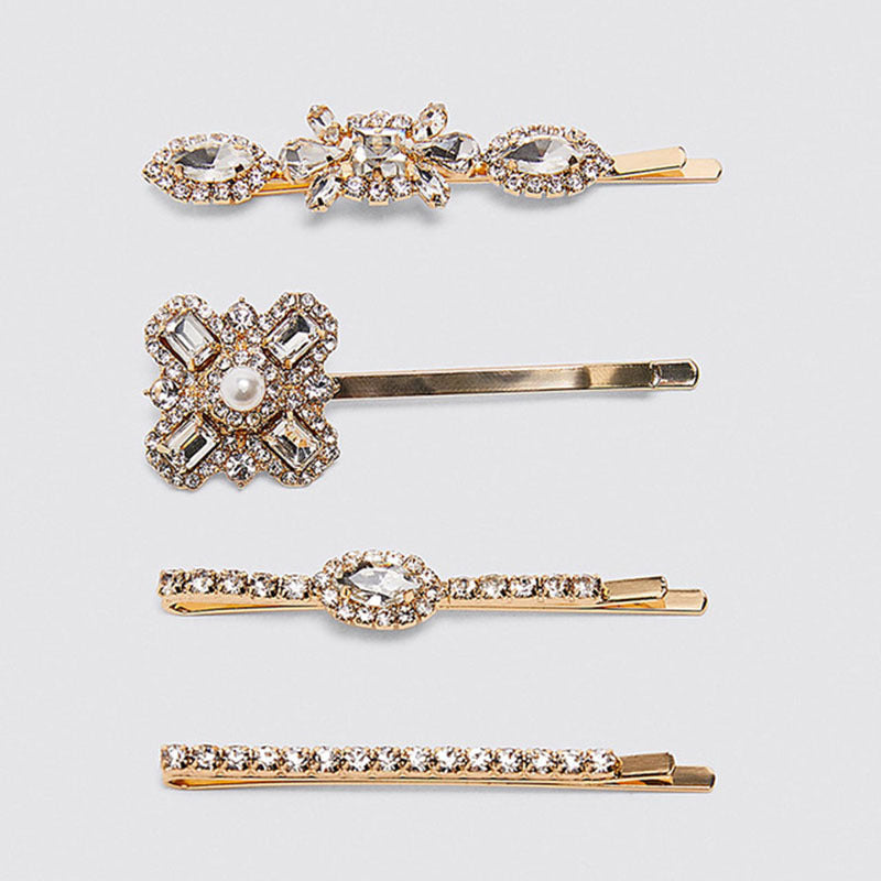 HKM-017491 European and American Retro Pearl Hairpin for Women - Alloy Geometric Design, Individually Packaged