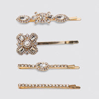 HKM-017491 European and American Retro Pearl Hairpin for Women - Alloy Geometric Design, Individually Packaged
