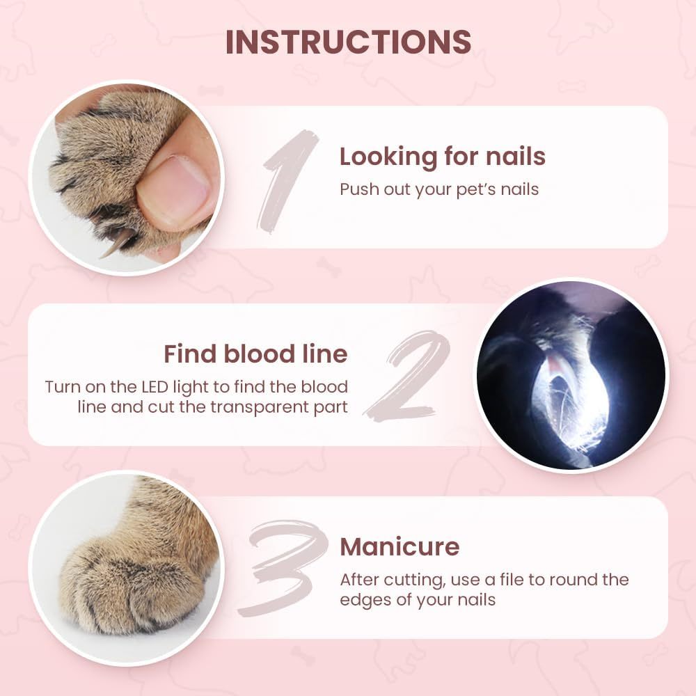 HKM-922259 LED Pet Nail Clipper with Built-in Light for Safe and Easy Grooming of Cats and Dogs