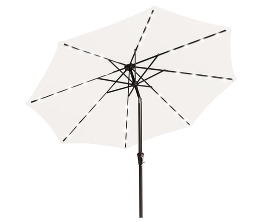 HKM-253075 Off-White Pillar Umbrella Lamp with Iron Beads, Model 9-8-38