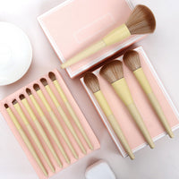 HKM-804563 11-Piece Yellow Makeup Brush Set with Nylon Bristles and Long Handles