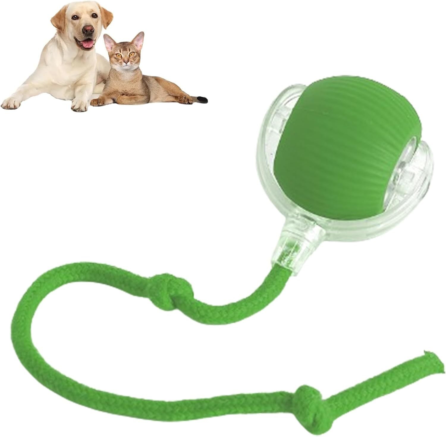 HKM-019411 Interactive 360 Smart Rolling Ball Toy for Dogs and Cats, Engaging Automatic Pet Toy with Rope, Compact Size 6.5cm