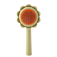 HKM-674323 Self-Cleaning Stainless Steel Cat and Dog Grooming Brush - Flower Shape Shedding Tool