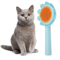 HKM-674323 Self-Cleaning Stainless Steel Cat and Dog Grooming Brush - Flower Shape Shedding Tool