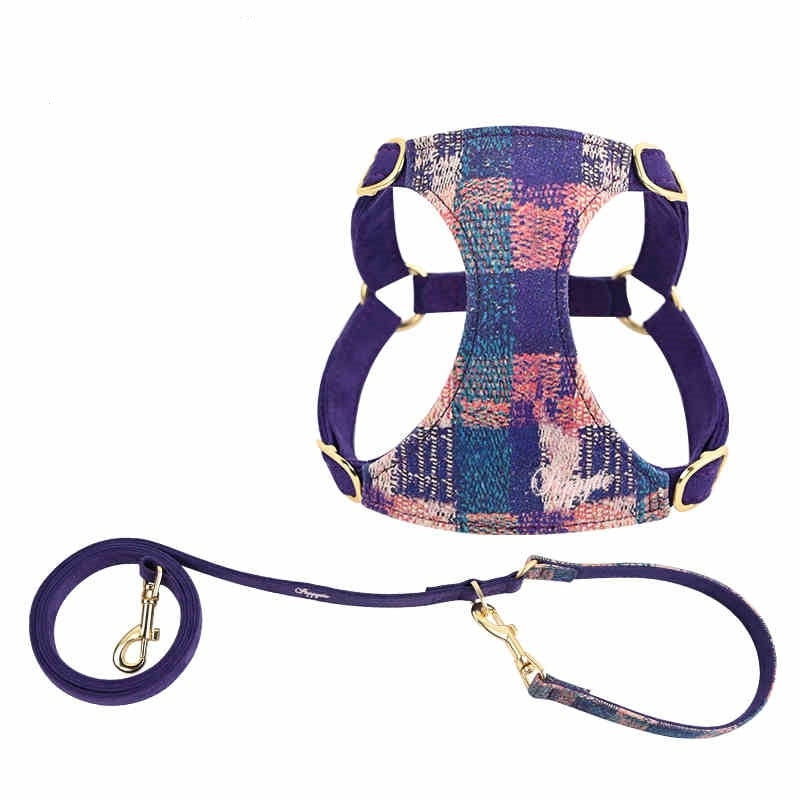 HKM-480979 Dog Walking Harness with Rope Leash - Available in Dark Night Blue, Spring Pink, and Sunset Purple