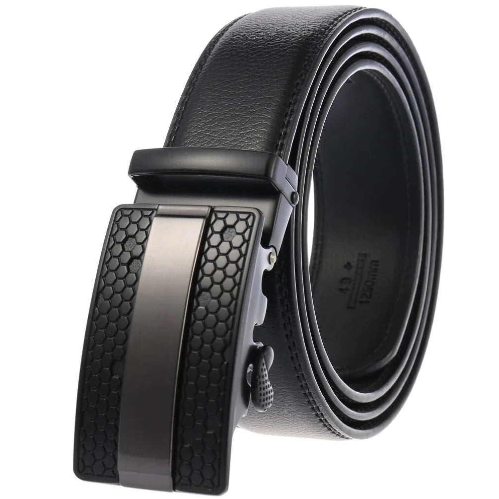 HKM-595091 Men's Leather Belt with Alloy Automatic Buckle - Custom Fit Design