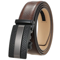 HKM-595091 Men's Leather Belt with Alloy Automatic Buckle - Custom Fit Design