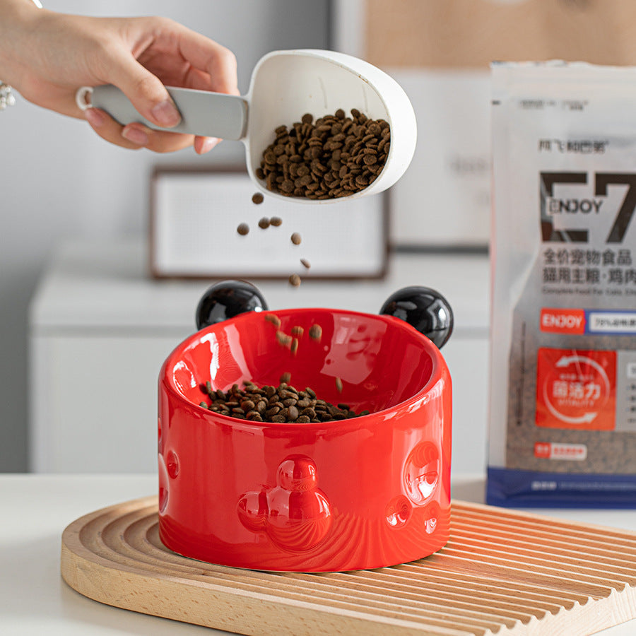 HKM-423635 Elevated Ceramic Pet Bowl Set with Neck Protection for Cats and Dogs, Anti-Spill Design