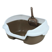 HKM-426835 Semi-Enclosed Plastic Cat Litter Box - 40cm Length, 30cm Width, 18cm Height