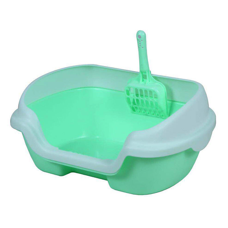 HKM-426835 Semi-Enclosed Plastic Cat Litter Box - 40cm Length, 30cm Width, 18cm Height