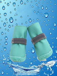 HKM-404115 Reflective Heavy-Duty Rain Boots for Dogs - Waterproof PVC Coated Nylon, Non-Slip Sole, Soft Interior, Multiple Sizes Available