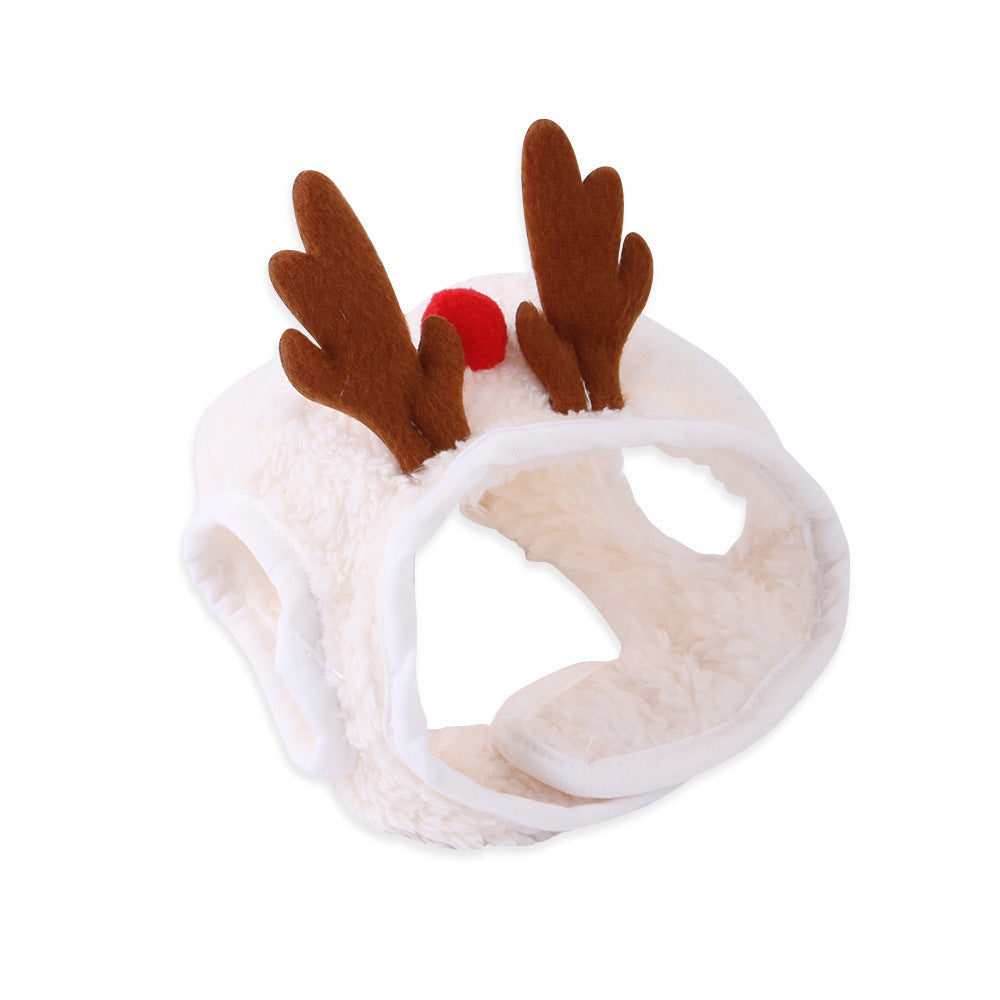 HKM-604499 Cozy Winter Christmas Pet Costume with Deer Antlers and Bibs