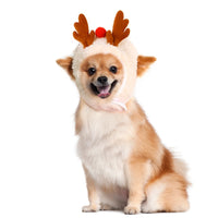 HKM-604499 Cozy Winter Christmas Pet Costume with Deer Antlers and Bibs