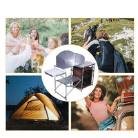 HKM-430419 Double-decker Outdoor Camping Storage Rack with Mobile Barbecue Table