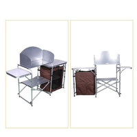 HKM-430419 Double-decker Outdoor Camping Storage Rack with Mobile Barbecue Table