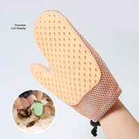 HKM-687827 2-in-1 Floating Pet Grooming Gloves for Dog and Cat Hair Removal and Bath Massage - Blue, Pink, Green