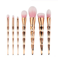 HKM-114131 7-Piece Nylon Makeup Brush Set with Long Plastic Handles, Diamond Foundation Brush Included