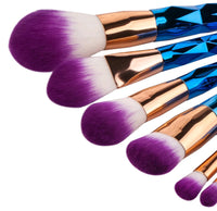 HKM-114131 7-Piece Nylon Makeup Brush Set with Long Plastic Handles, Diamond Foundation Brush Included