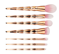 HKM-114131 7-Piece Nylon Makeup Brush Set with Long Plastic Handles, Diamond Foundation Brush Included