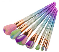 HKM-114131 7-Piece Nylon Makeup Brush Set with Long Plastic Handles, Diamond Foundation Brush Included