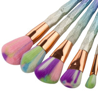 HKM-114131 7-Piece Nylon Makeup Brush Set with Long Plastic Handles, Diamond Foundation Brush Included