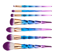 HKM-114131 7-Piece Nylon Makeup Brush Set with Long Plastic Handles, Diamond Foundation Brush Included