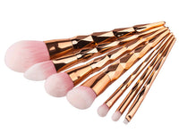 HKM-114131 7-Piece Nylon Makeup Brush Set with Long Plastic Handles, Diamond Foundation Brush Included