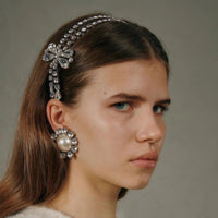 HKM-898771 White Alloy Geometric Hair Headband for Women