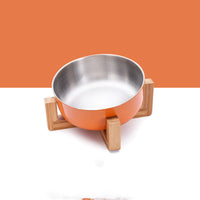 HKM-076691 Adjustable Stainless Steel Pet Bowl with Bamboo Base for Cats and Dogs