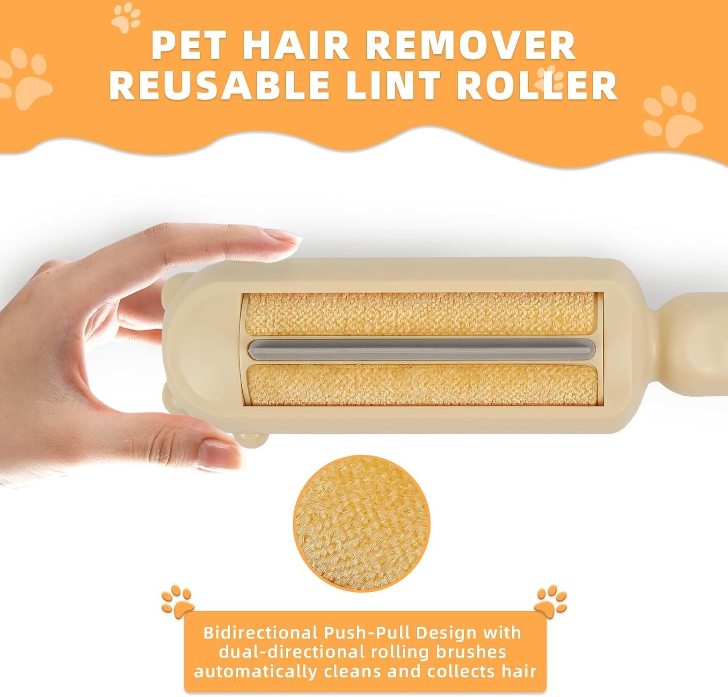 HKM-883283 Pet Hair Remover with Self-Cleaning Base for Efficient Fur Removal from Furniture, Carpets, and Car Seats