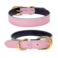 HKM-558547 Cowhide Leather Pet Collar - Available in Multiple Sizes, Durable and Comfortable Design
