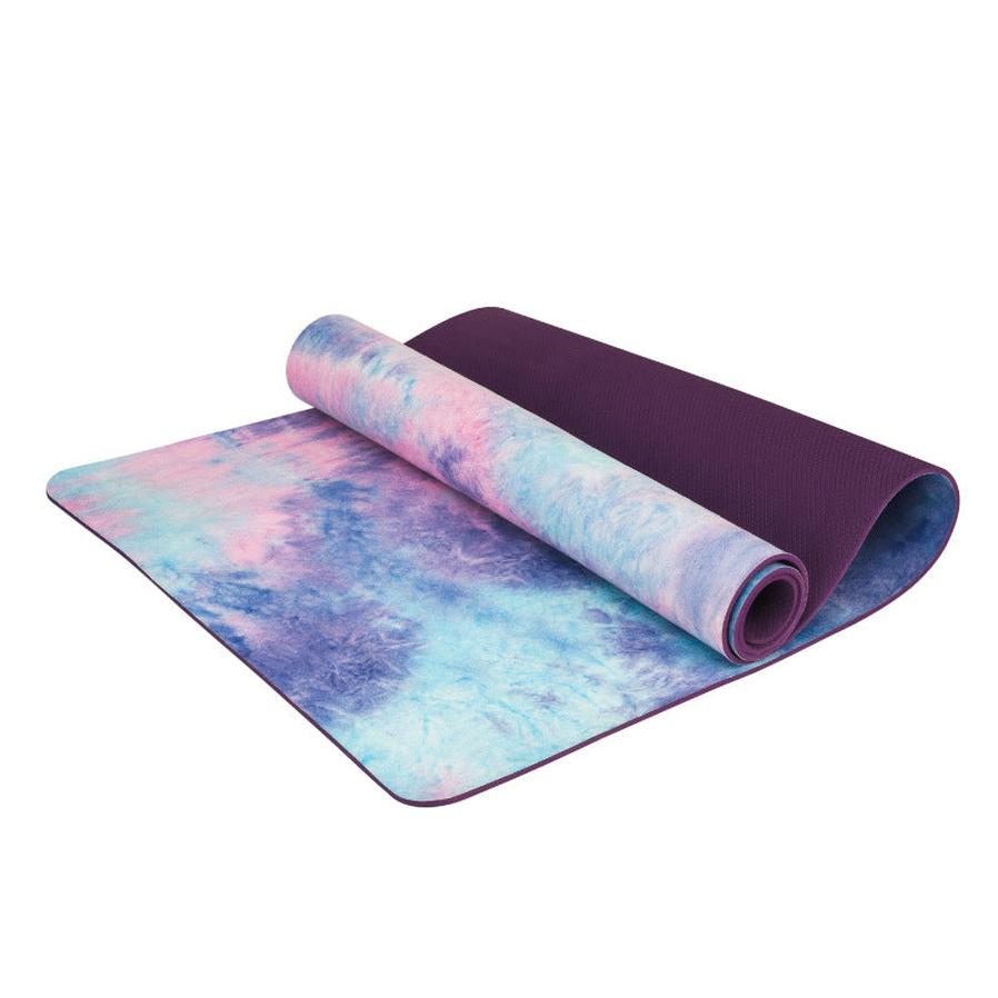 HKM-363731 Tie-Dyed Natural Rubber Suede Yoga Mat with Sublimation Transfer Design