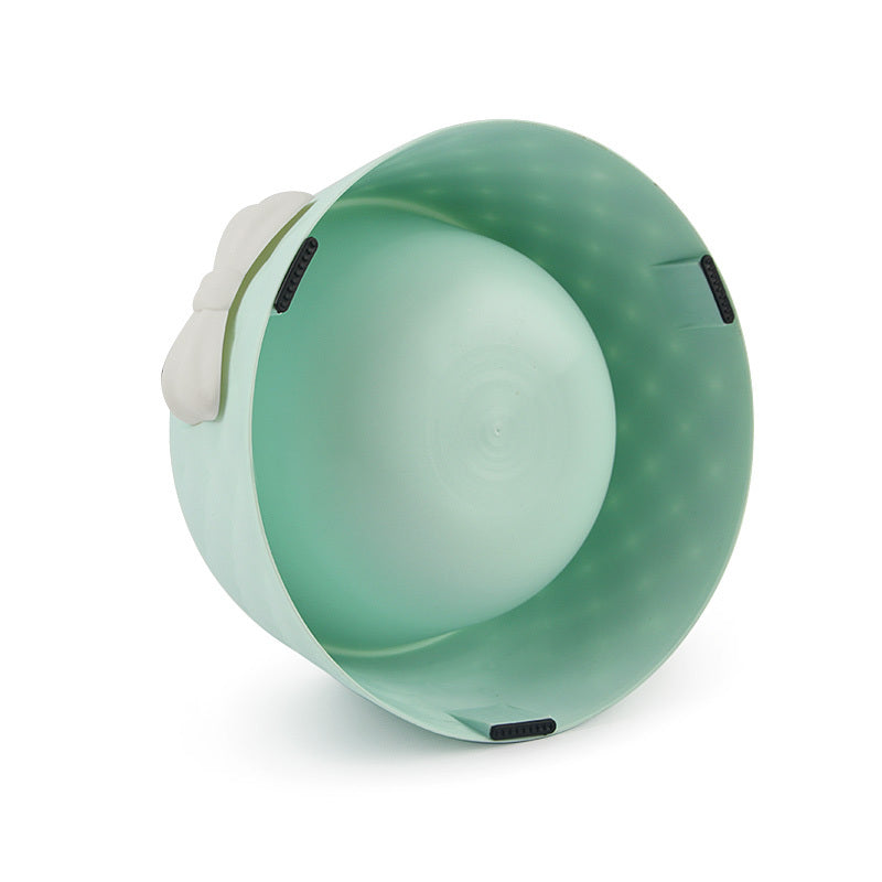 JMT-132490 Bow Cat and Dog Bowl - Cute Pink, Fresh Green, Rich Grey - Durable PP Plastic Design