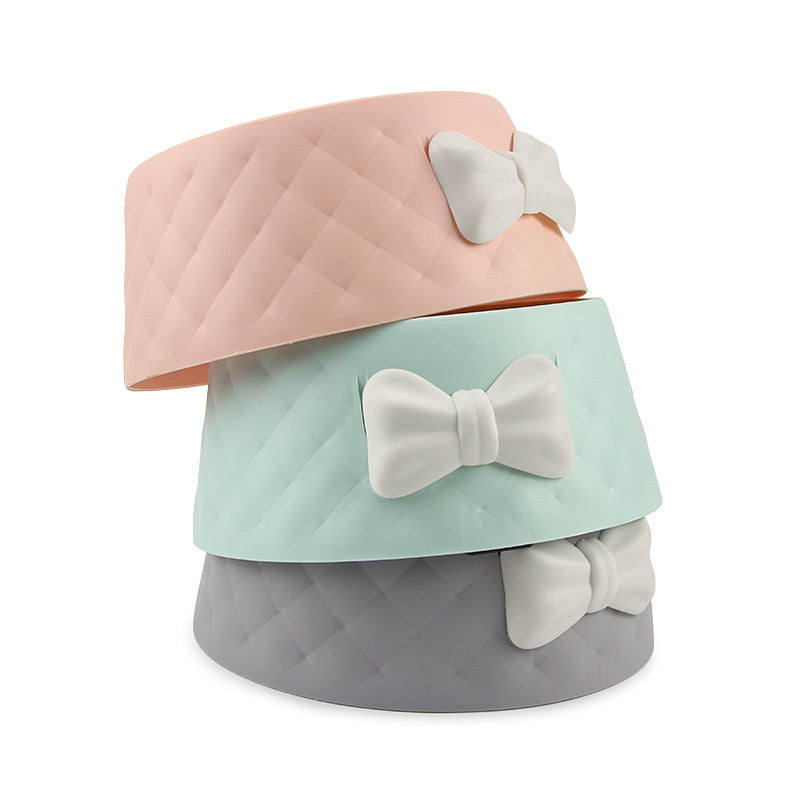 JMT-132490 Bow Cat and Dog Bowl - Cute Pink, Fresh Green, Rich Grey - Durable PP Plastic Design