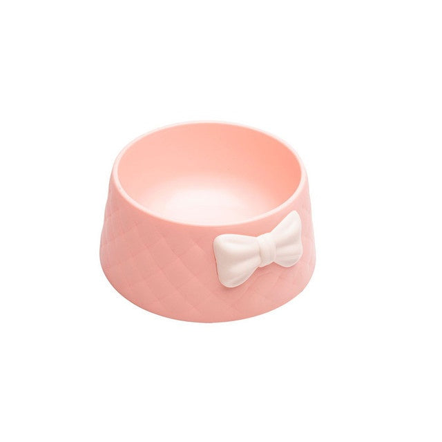 JMT-132490 Bow Cat and Dog Bowl - Cute Pink, Fresh Green, Rich Grey - Durable PP Plastic Design