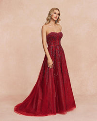 HKM-464851 Elegant Red Gown for Special Occasions and Formal Events