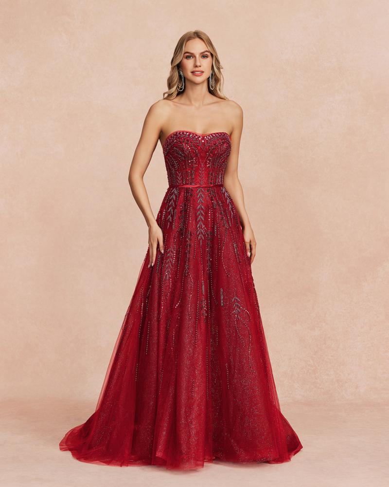 HKM-464851 Elegant Red Gown for Special Occasions and Formal Events
