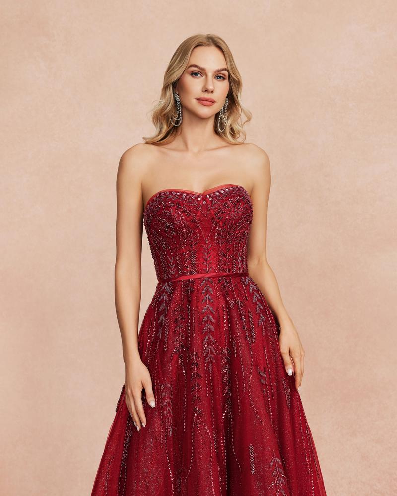 HKM-464851 Elegant Red Gown for Special Occasions and Formal Events