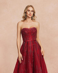 HKM-464851 Elegant Red Gown for Special Occasions and Formal Events